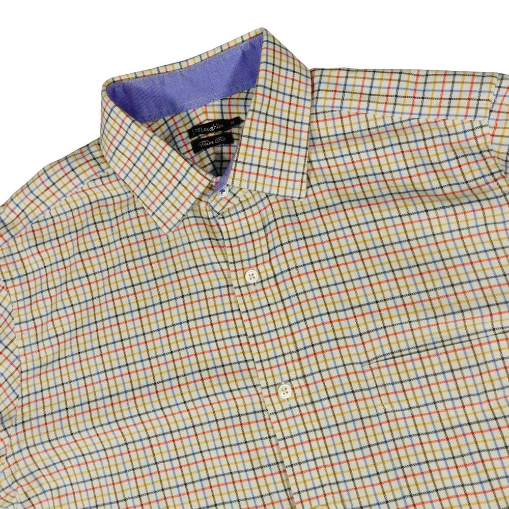 J McLaughlin Check Multicolor Button Up Long Sleeve Shirt Trim Fit Men's Medium